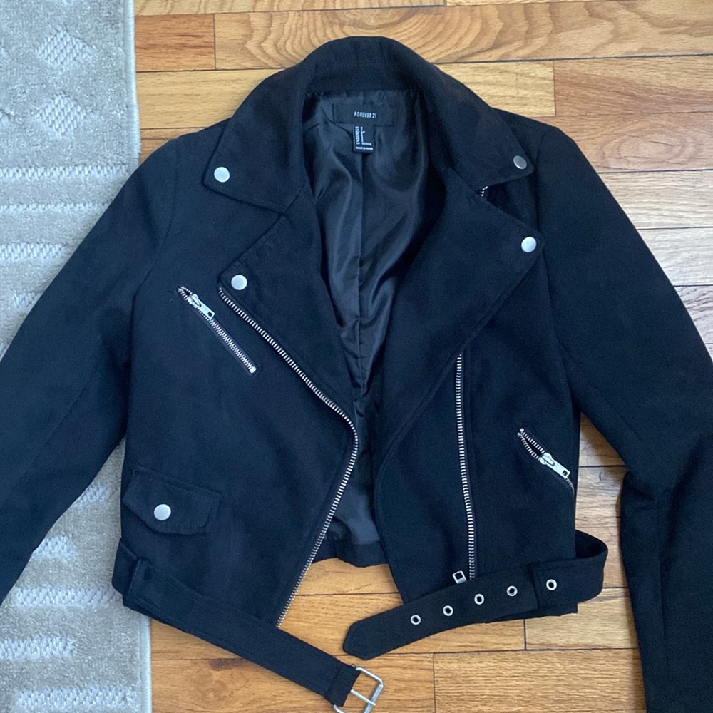 Faux suede moto jacket